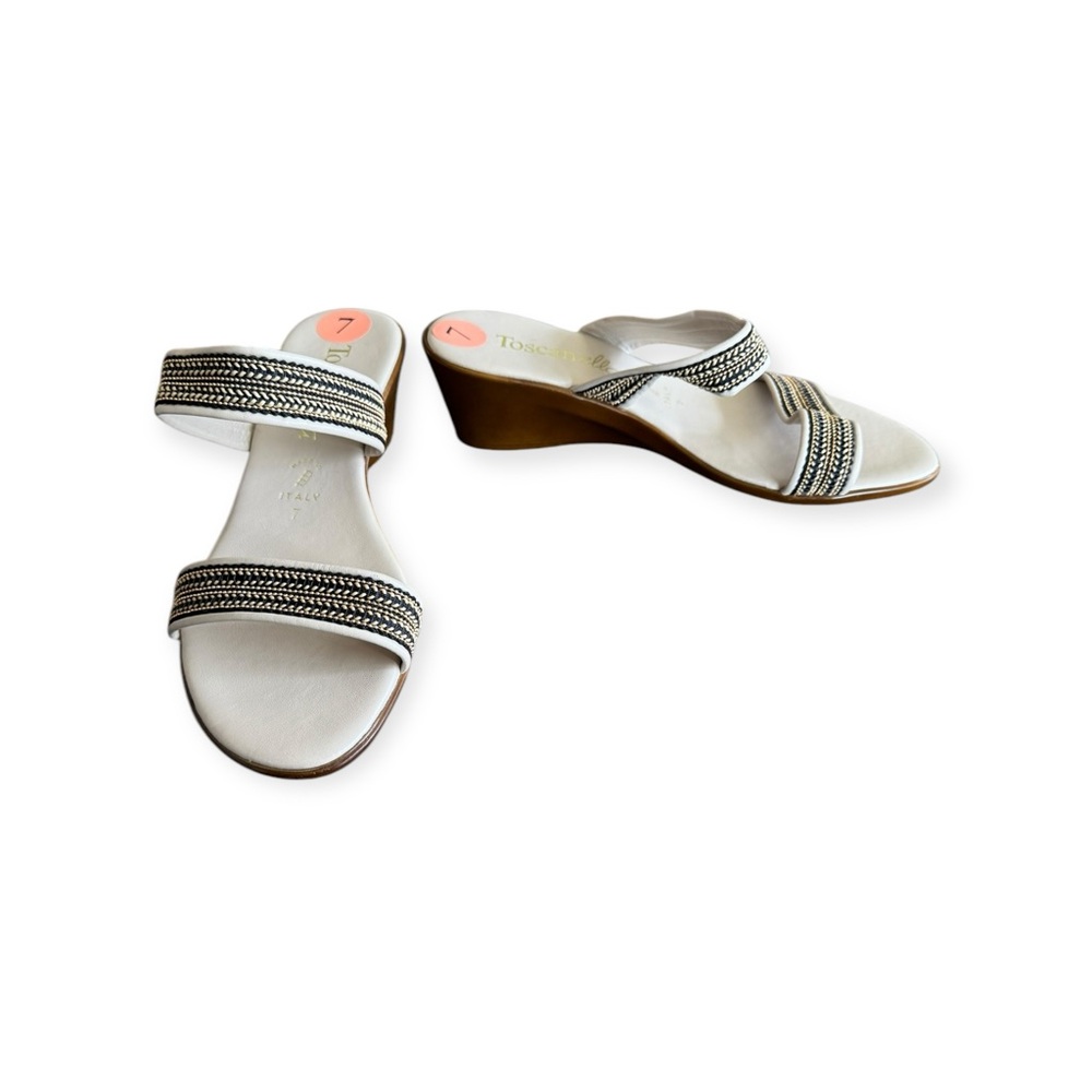 Toscan Ella wedges shoes open toes sandals Sz 7 Italy